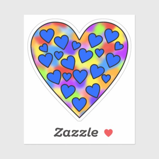 Hart van Harten Regenboog en Blauw Sticker (Vel)
