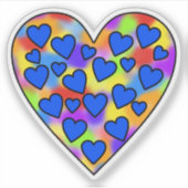 Hart van Harten Regenboog en Blauw Sticker (Voorkant)