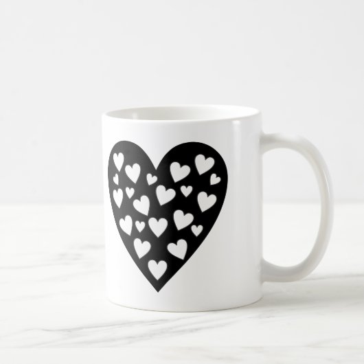 Hart van Harten - Witte Harten op Zwarte Hart Koffiemok (Rechts)