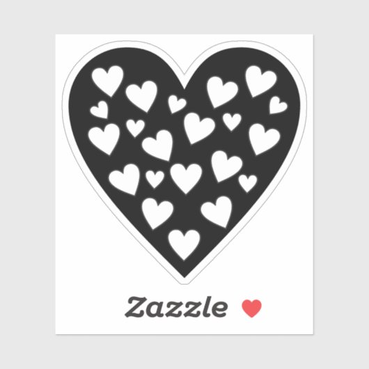 Hart van Harten - Witte Harten op Zwarte Hart Sticker (Vel)