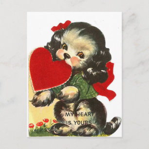 Hart van het puppy Vintage Valentijn Feestdagenkaart