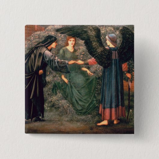 Hart van het Roos Vierkante Button 5,1 Cm (Voorkant)