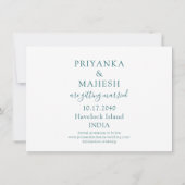 Hart van het tropische strandvliegtuig van de brui save the date (Achterkant)