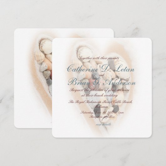 Hart van het Verloving van het Beach Wedding van S Kaart (Voorkant / Achterkant)