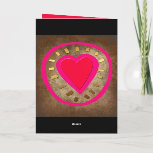 Hart van het Wenskaart van de Bronze Valentijnsdag Feestdagen Kaart (Achterkant)