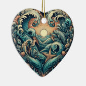 Hart van het Zee: Zeemeermin & Vis Keramisch Ornament (Rechts)