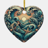 Hart van het Zee: Zeemeermin & Vis Keramisch Ornament (Voorkant)