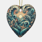 Hart van het Zee: Zeemeermin & Vis Keramisch Ornament (Links)