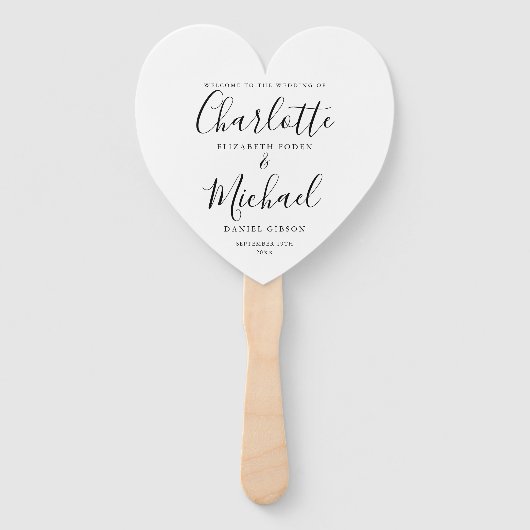 Hart van het zwarte en witte moderne Weddenprogram Handwaaier (Voorkant)