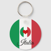 Hart van Italië en Italiaanse vlag, liefde/rood ha Sleutelhanger (Voorkant)