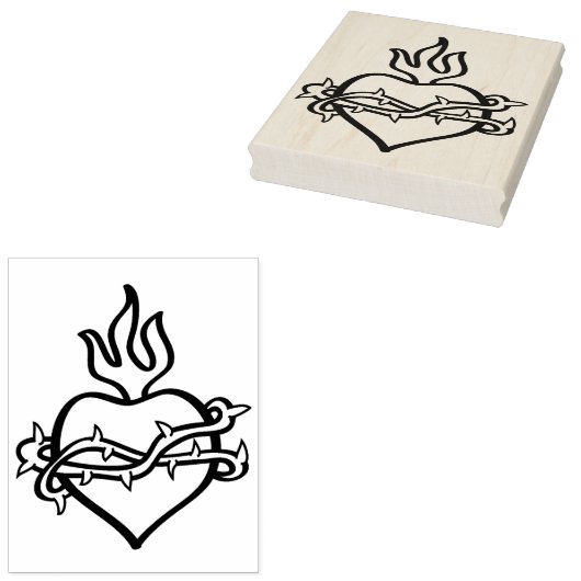 Hart van Jezus 2 illustratie patroon kunst stempel (Gestempeld)