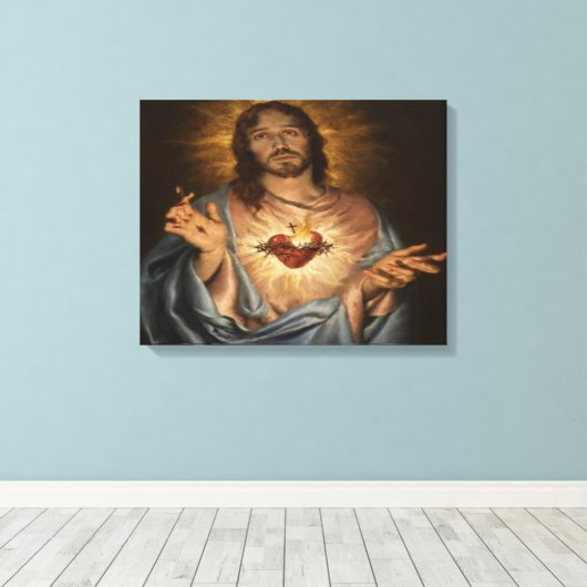 hart van jezus canvas afdruk (Insitu (Houten vloer))