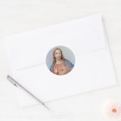 Hart van Jezus Doornen Zegen Vlammen Ronde Sticker (Envelop)