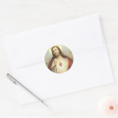  Hart van Jezus Doornen Zegen Vlammen Ronde Sticker (Envelop)