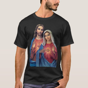 Hart van Jezus en Maria heel dicht bij elkaar T-shirt