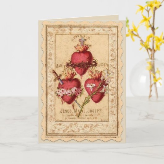 Hart van Jezus, Maria en Jozef Kaart (Gele Bloem)