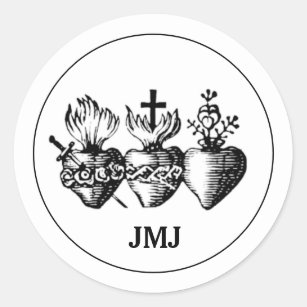 Hart van Jezus Mary en Joseph JMJ Religious Ronde Sticker