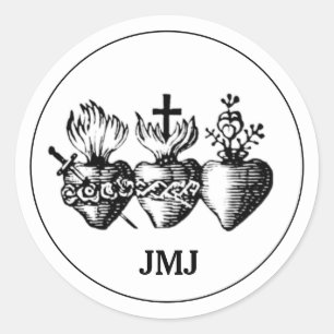 Hart van Jezus Mary en Joseph JMJ Religious Ronde Sticker