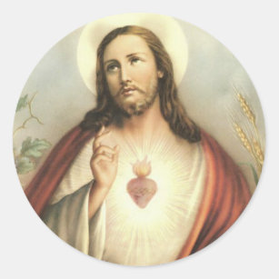  hart van Jezus Thorns Zingende flames Ronde Sticker