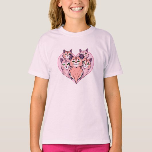 Hart van Katten – Liefdevol Kat Familie Design T-shirt (Voorkant)