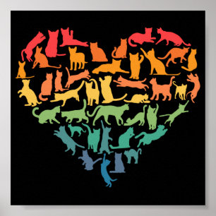 Hart van kattenkatten Kat Lover Colorful Pets Poster