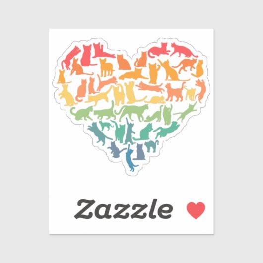 Hart van kattenkatten Kat Lover Colorful Pets Sticker (Vel)