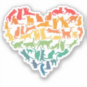 Hart van kattenkatten Kat Lover Colorful Pets Sticker (Voorkant)