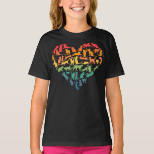 Hart van kattenkatten Lover Colorful Pets T-Shirt
