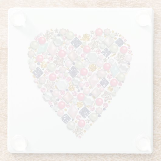 Hart van kralen glazen onderzetter (Achterkant)