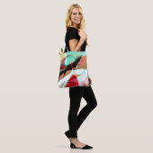 hart van kristallijnen gemengd in abstracte kromme tote bag (Op model)