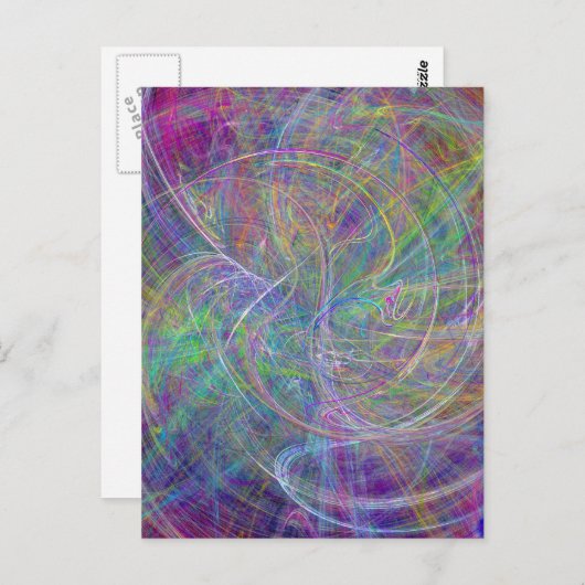 Hart van licht - Aqua Flames Indigo Abstract Briefkaart (Voorkant / Achterkant)