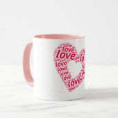 Hart van liefde typografie mok (Voorkant links)