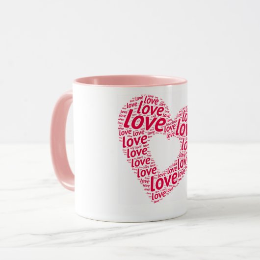 Hart van liefde typografie mok (Voorkant links)