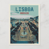Hart van Lissabon's Charm Rossio Square illustrati Briefkaart (Voorkant)