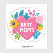 Hart van Moeders Liefde - Beste Mama's Bloemenhart Sticker (Vel)