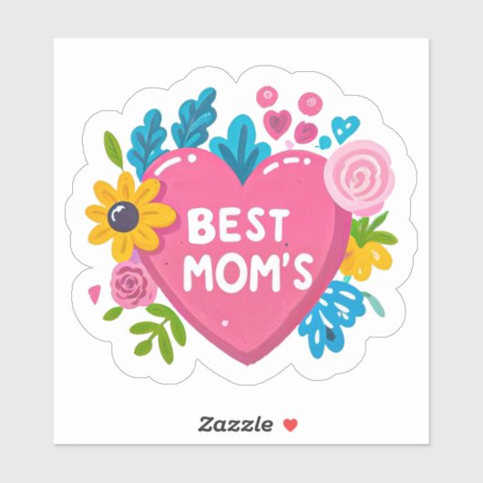 Hart van Moeders Liefde - Beste Mama's Bloemenhart Sticker (Vel)