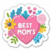 Hart van Moeders Liefde - Beste Mama's Bloemenhart Sticker (Voorkant)