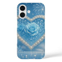 Hart van Parels en Blauwe Rozen iPhone Case – Fant