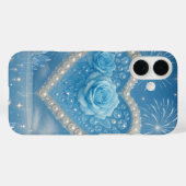 Hart van Parels en Blauwe Rozen iPhone Case – Fant (Achterkant (horizontaal))