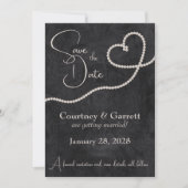 Hart van Parels op Zwarte Bruiloft Save The Date (Voorkant)