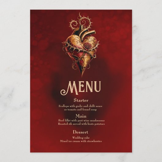 Hart van passie, romance en liefde. menu (Voorkant)