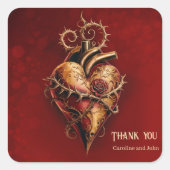 Hart van passie, romance en liefde. vierkante sticker (Voorkant)