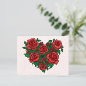 Hart van rode rozen romantische valentijnse liefde feestdagenkaart (Staand voorkant)