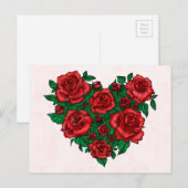 Hart van rode rozen romantische valentijnse liefde feestdagenkaart (Voorkant / Achterkant)