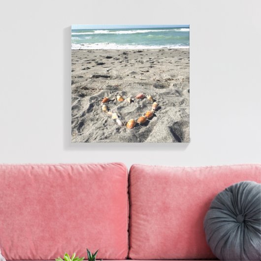 Hart van schelpen canvas afdruk (Insitu (Woonkamer))
