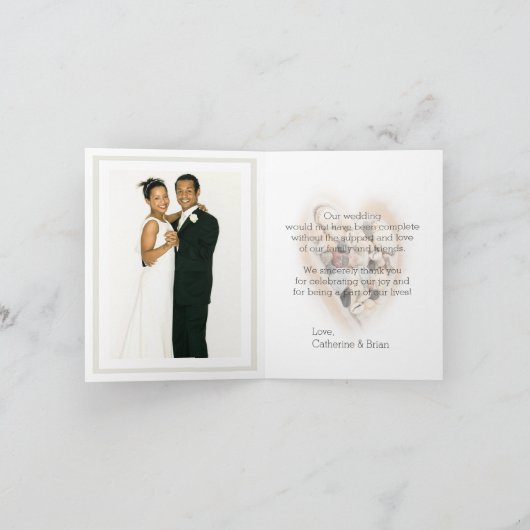 Hart van Schelpen Strand Bruiloft Foto Bedankt (Binnen)