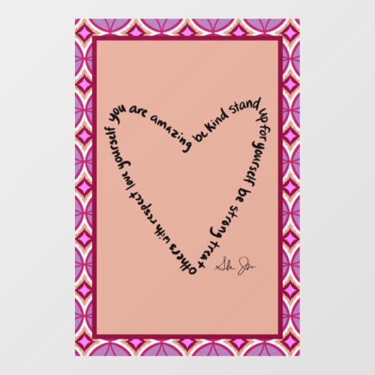 Hart van Sterkte Calligram Venster Cling Raamsticker (Vel)