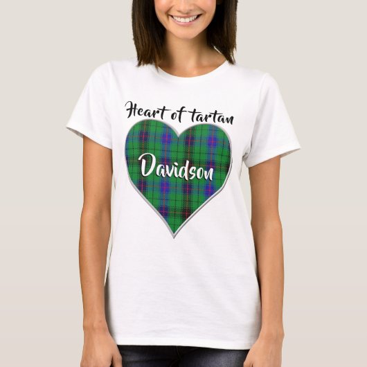 Hart van Tartan Clan Davidson Pset T-shirt (Voorkant)