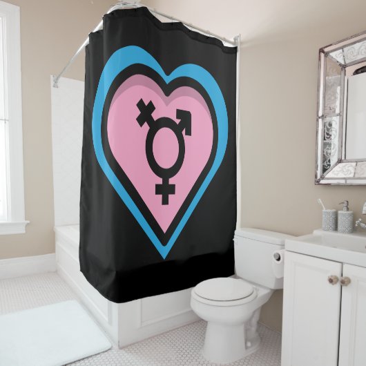 Hart van Trans Pride douchegordijn (In situ)