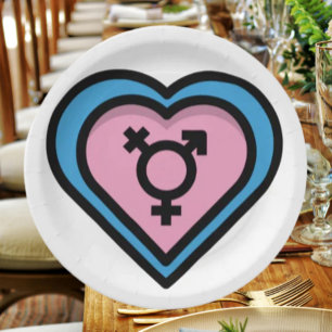 Hart van Trans Pride-feestborden Papieren Bordje